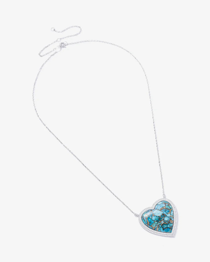 Colar Coração Turquesa Blue Mohave- Prata 925