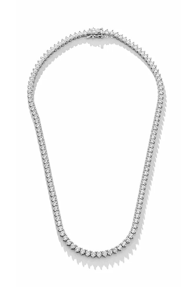 Colar Riviera 3 Garras Redonda - 3mm, Zircônia Branca | 38 cm
