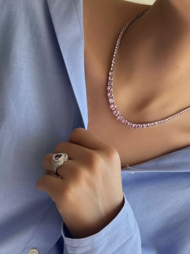 Riviera Degrade Rosa Claro ( Fecho Joia ) em Prata 925 de Ródio Branco