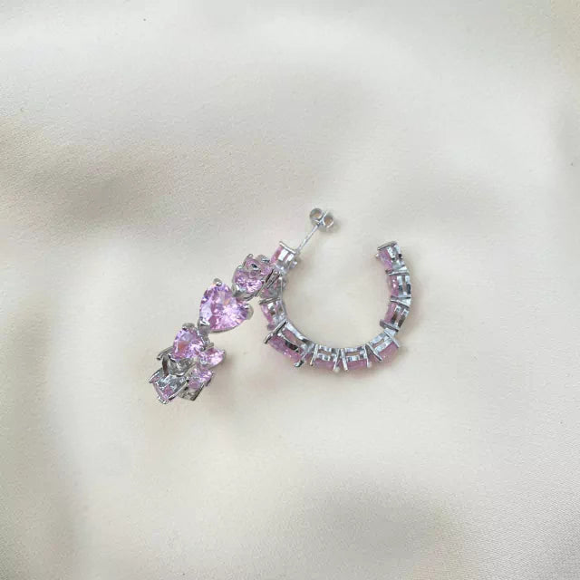 Brinco Coração Rosa